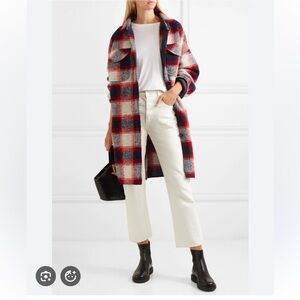 ISABEL MARANT ÉTOILE Gario Oversized Checked Wool-Blend Flannel Coat FR0/34 US 2